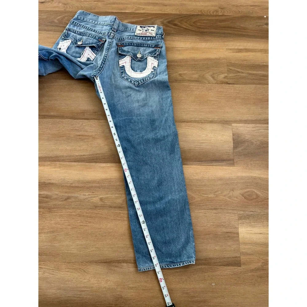 VTG y2k True Religion straight leg lightwash denim jeans horseshoe flap pocket‎